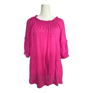 Nanette Lepore Hot Pink Ruffle Blouse Medium